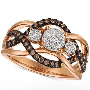 Levian Rose White Gold Ring with Chocolate and White Diamonds